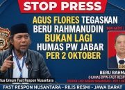 AGUS FLORES TEGASKAN SEJAK 2 OKTOBER 2026, BERU RAHMANUDIN BUKAN LAGI BAGIAN PW FAST RESPON COUNTER POLRI JAWA BARAT