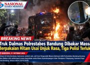 Truk Dalmas Polrestabes Bandung Dibakar Massa Berpakaian Hitam Usai Unjuk Rasa, Tiga Polisi Terluka