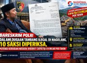 TAMBANG ILEGAL DI MAGELANG, 10 SAKSI DIPERIKSA, POTENSI KERUGIAN NEGARA DISEBUT CAPAI Rp124 MILIAR PER TAHUN